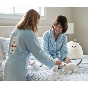 BTS BT21 RJ Kind Alpaca Blue Plush Fleece Robe Med KPop BTS RJ Jin Foodie Alpaca